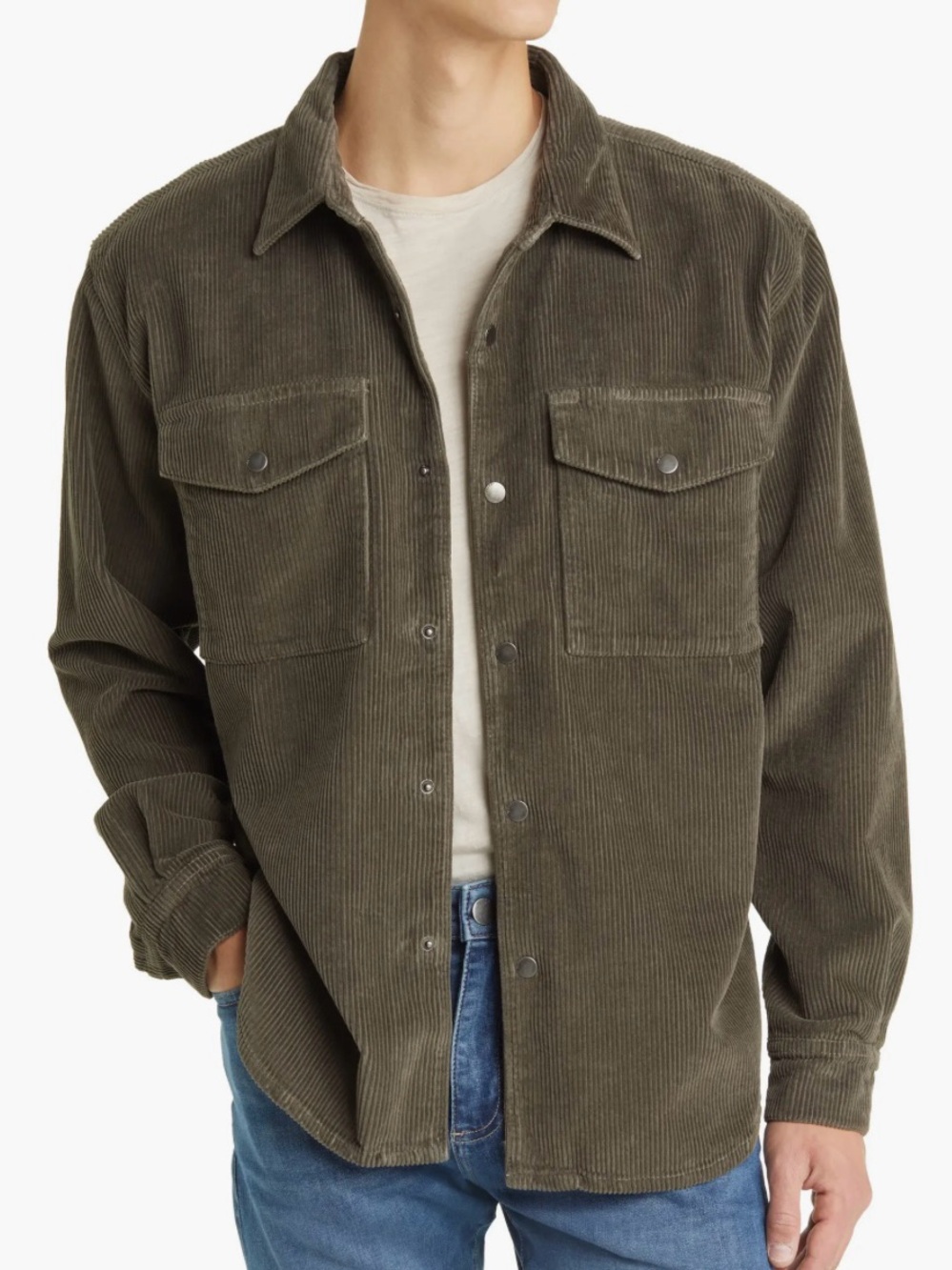 DL1961 Olive Hudson Perry Corduroy Overshirt Mens Size Medium